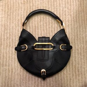 Jimmy Choo black satin evening clutch